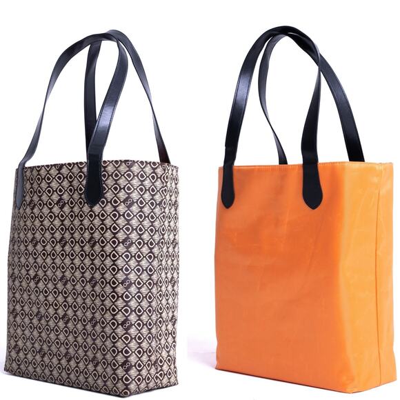 DASTI Reversible Tote Bag Large Waterproof Brown Monogram & Orange Travel Bag - Picture 5 of 14
